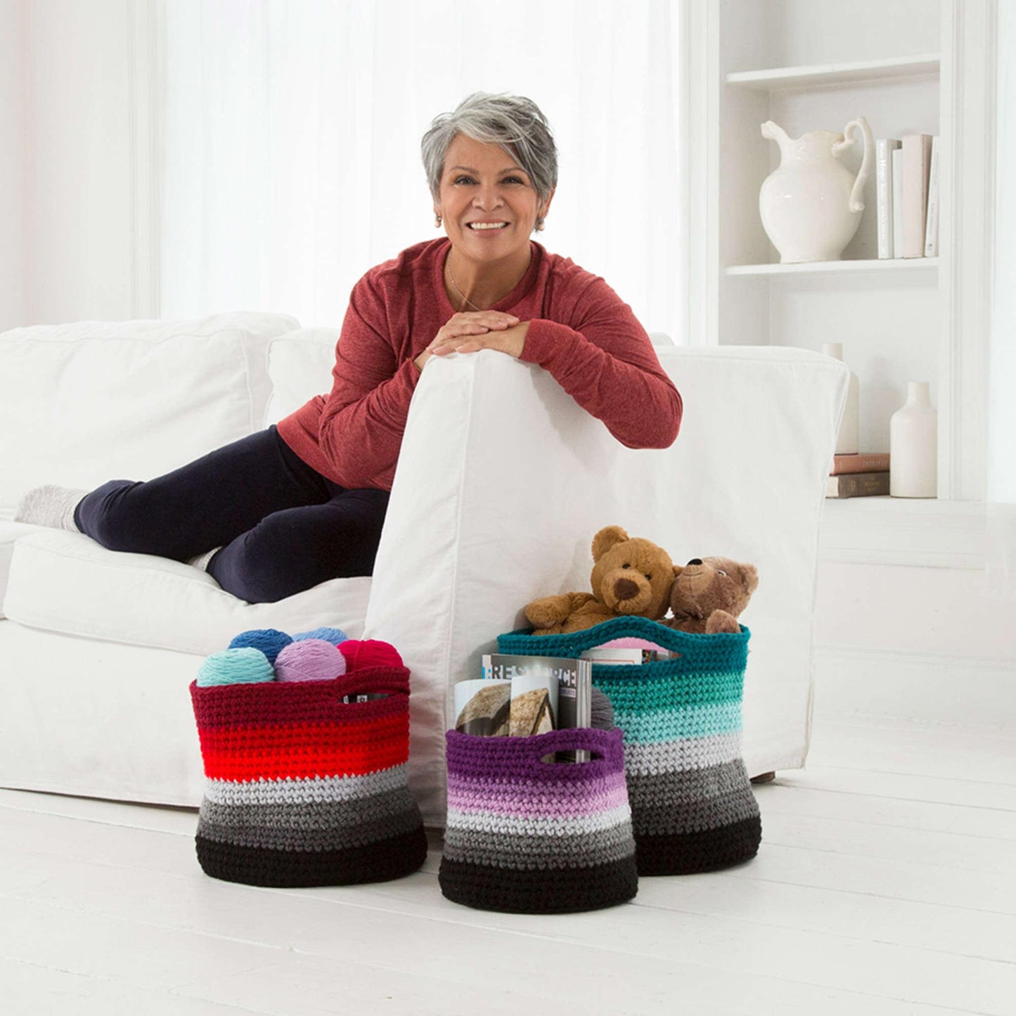 Red Heart Ombré Crochet Baskets