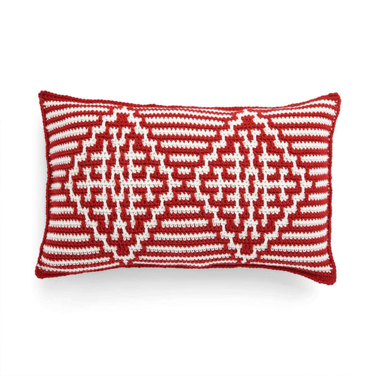 Red Heart Stripes & Snowflakes Mosaic Crochet Pillow