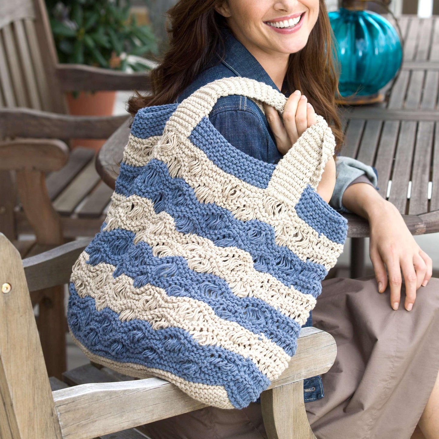 Red Heart Knit Waves Tote Bag