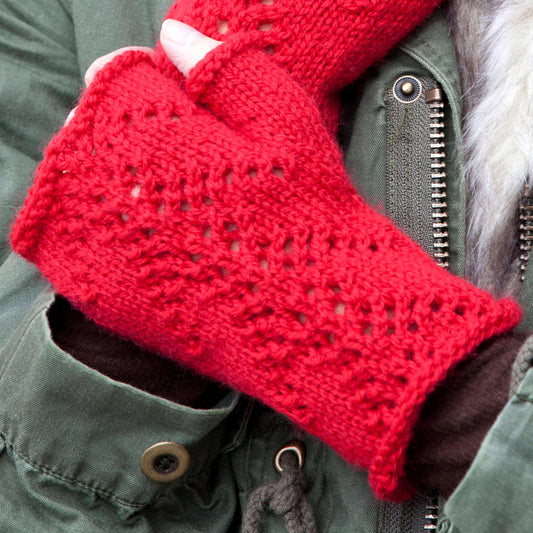 Red Heart Knit Strolling Mitts