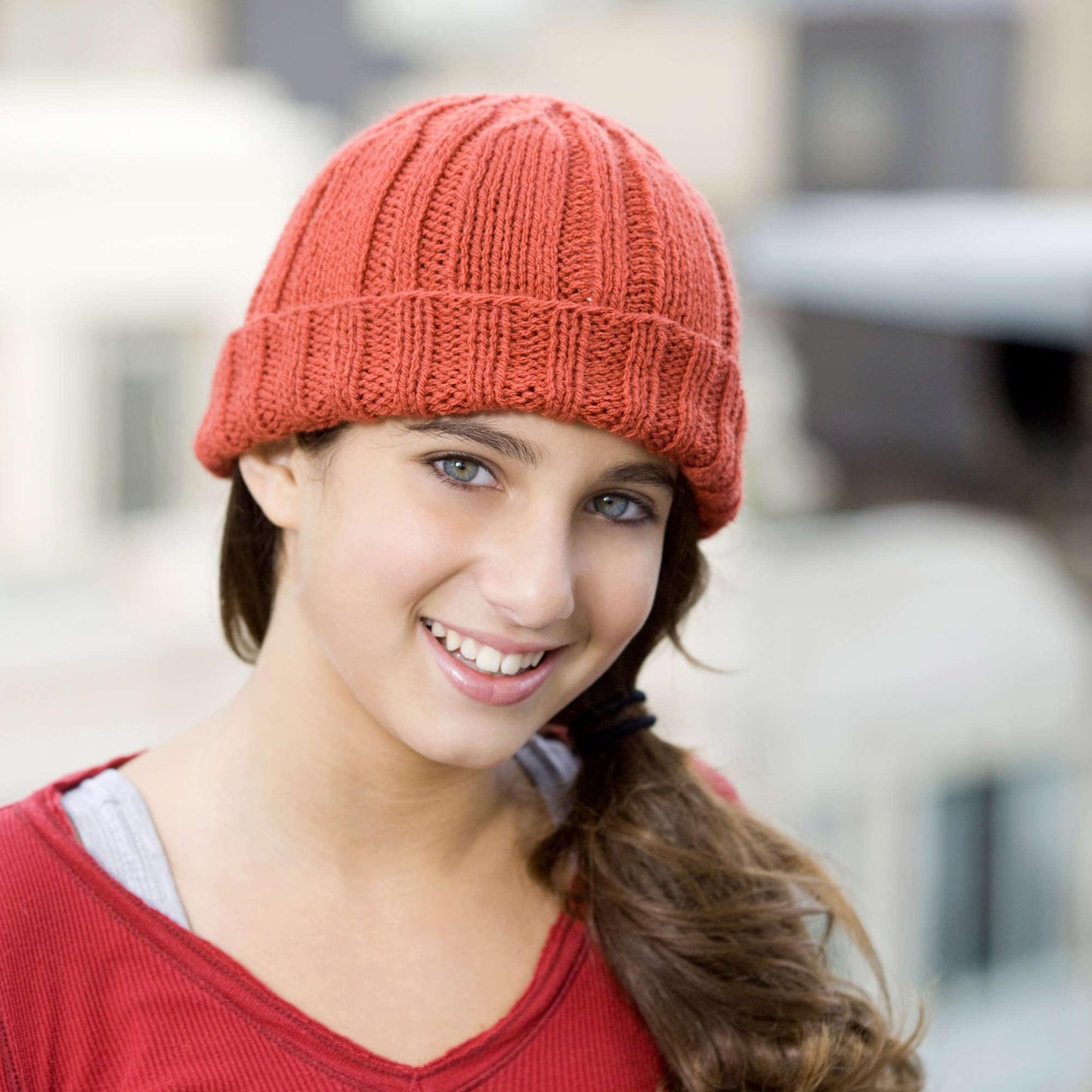 Red Heart Knit Toboggan Hat