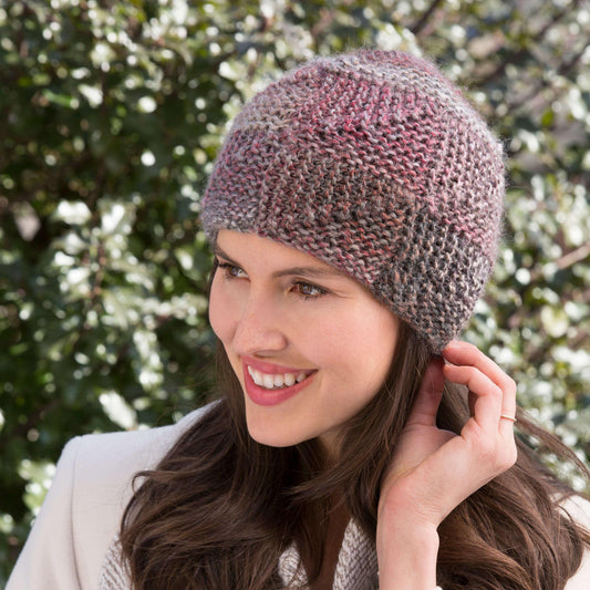 Red Heart Knit Shaded Mitered Hat