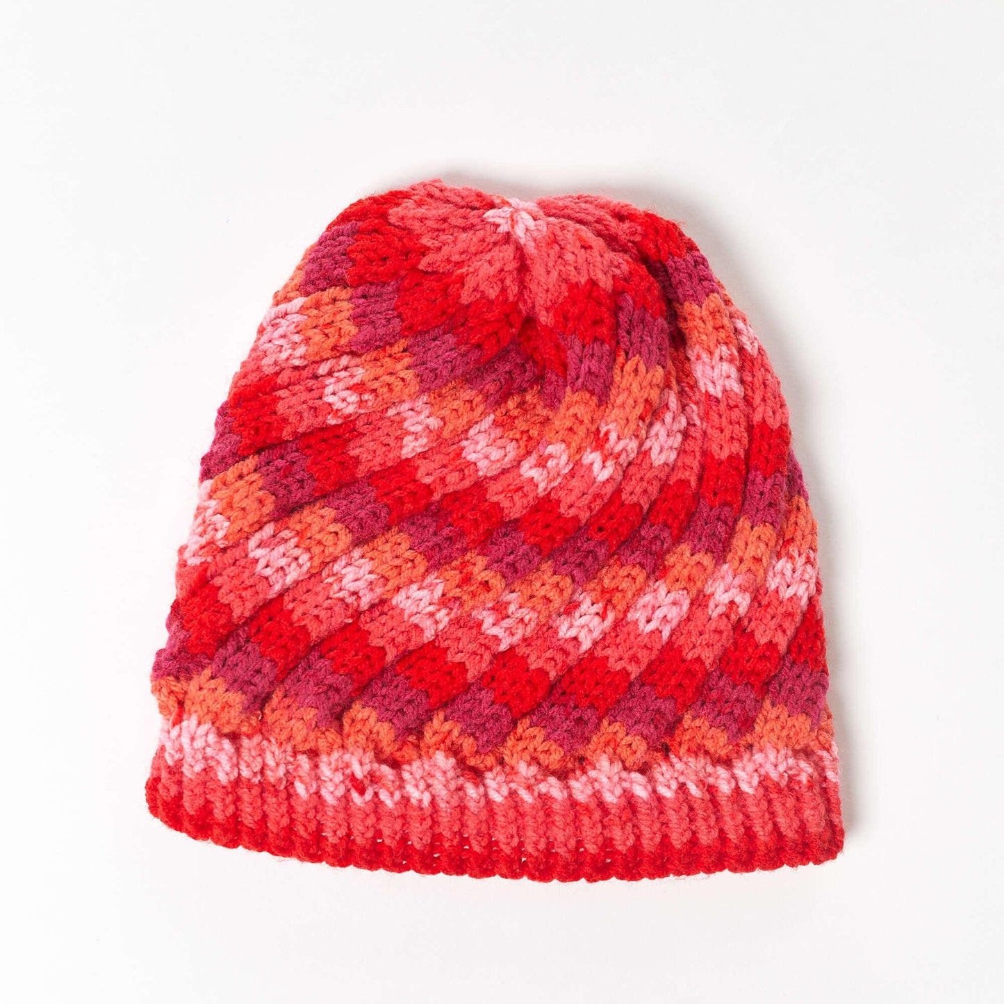 Red Heart Knit Twisted Stripes Hat