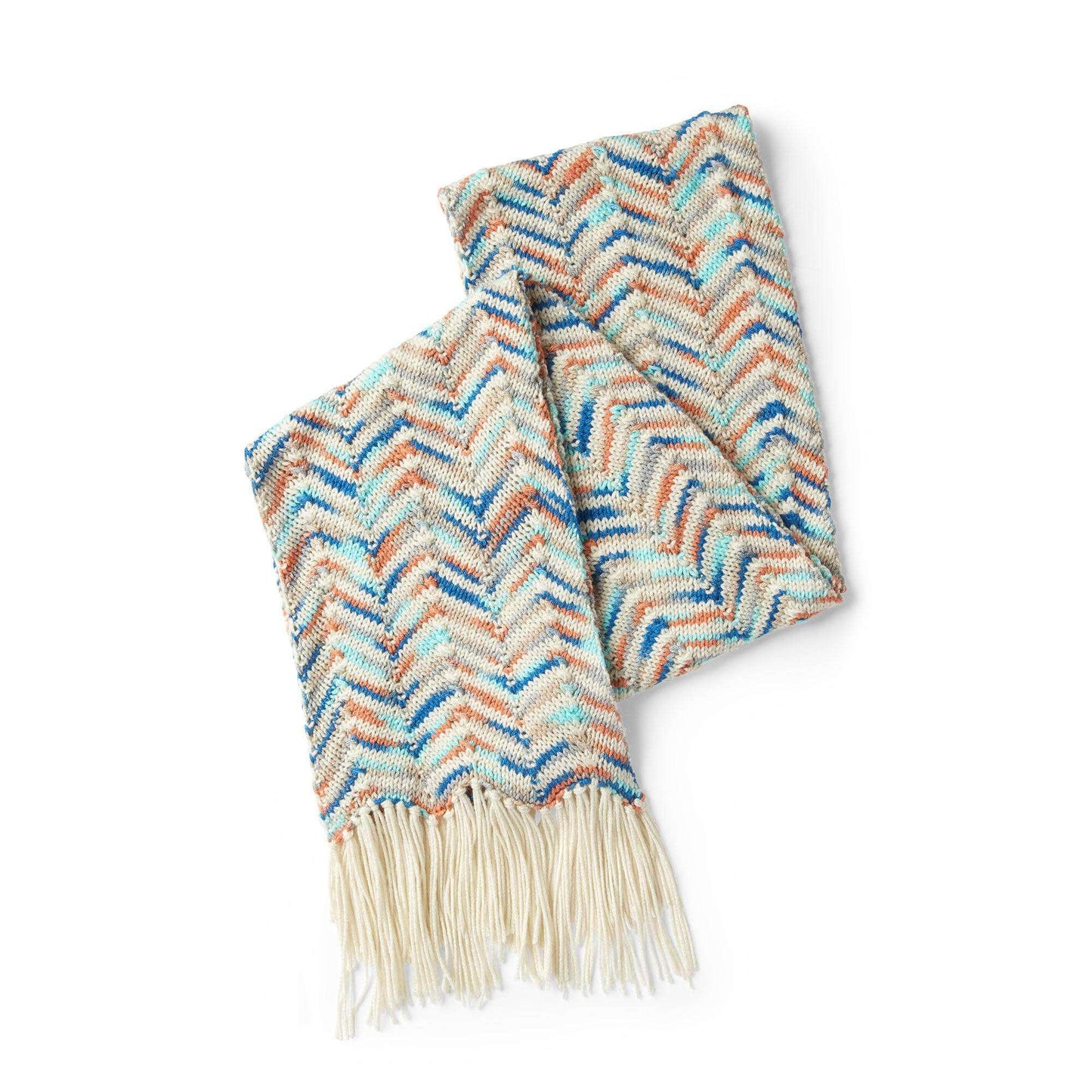 Red Heart Stripy Zig Zag Knit Scarf