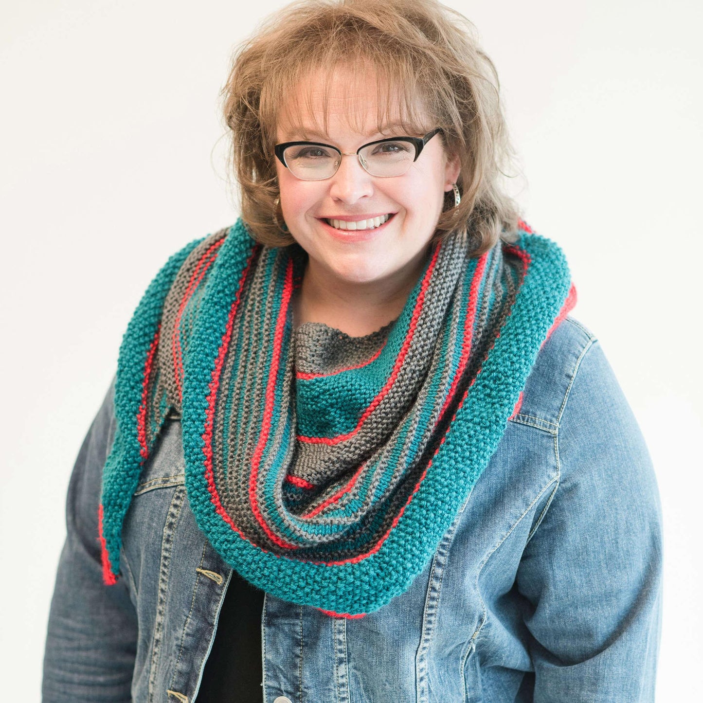 Red Heart Marly's Striped Knit Shawl