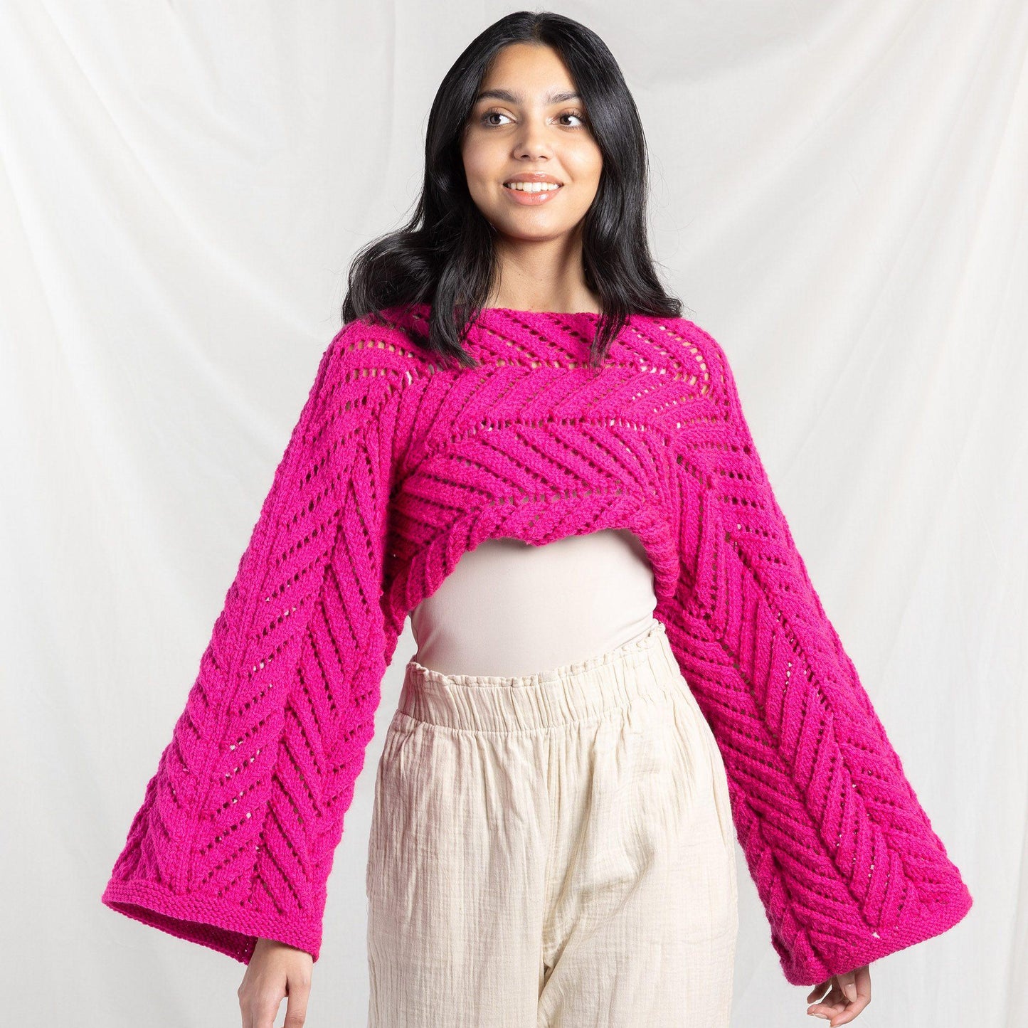 Red Heart Sunray Panels Knit Shrug