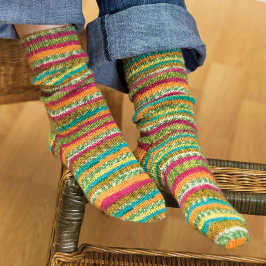 Red Heart Self-Striping Knit Socks