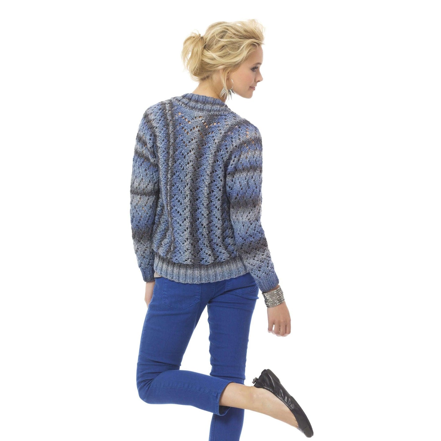 Red Heart Knit Zig-Zag Cardi