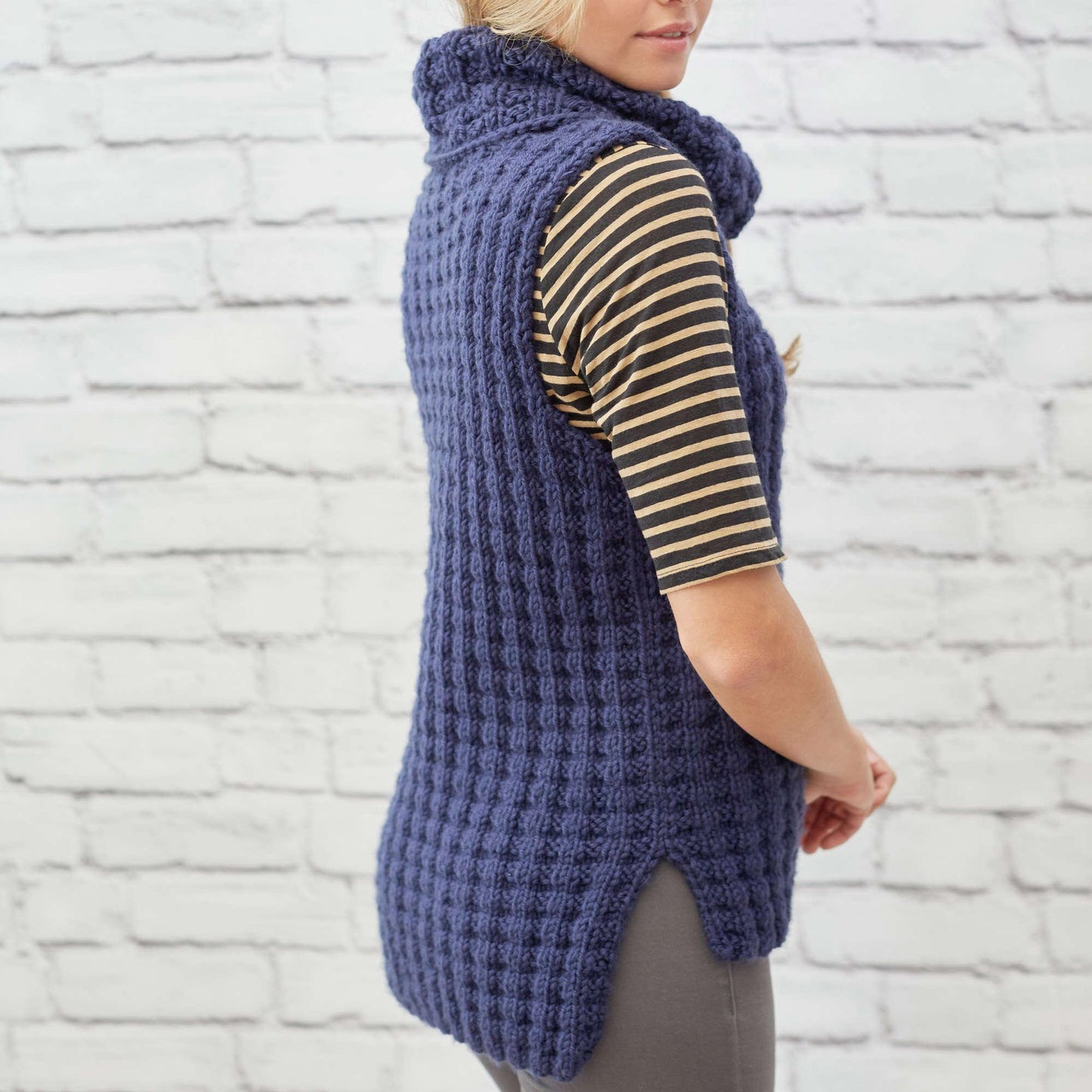 Red Heart Knit Waffle Stitch Vest