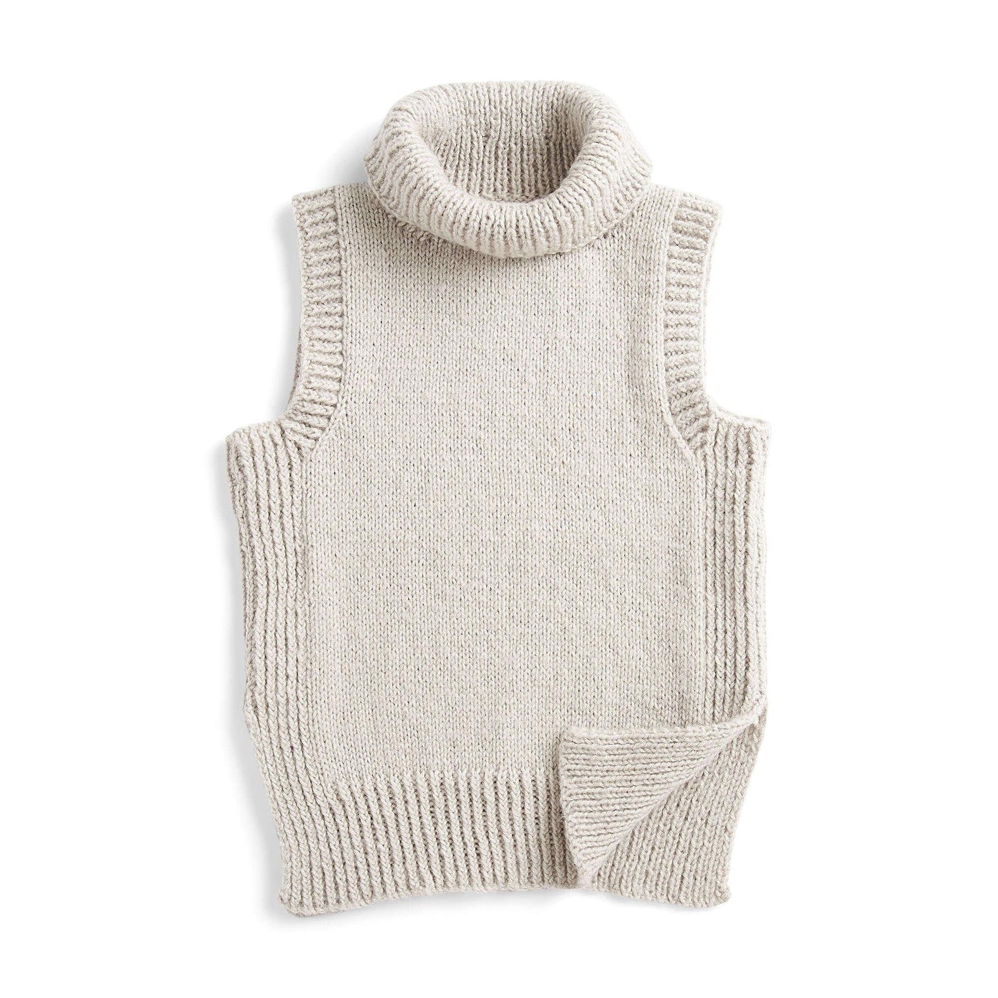 Red Heart Knit Turtleneck Vest With Side Slits