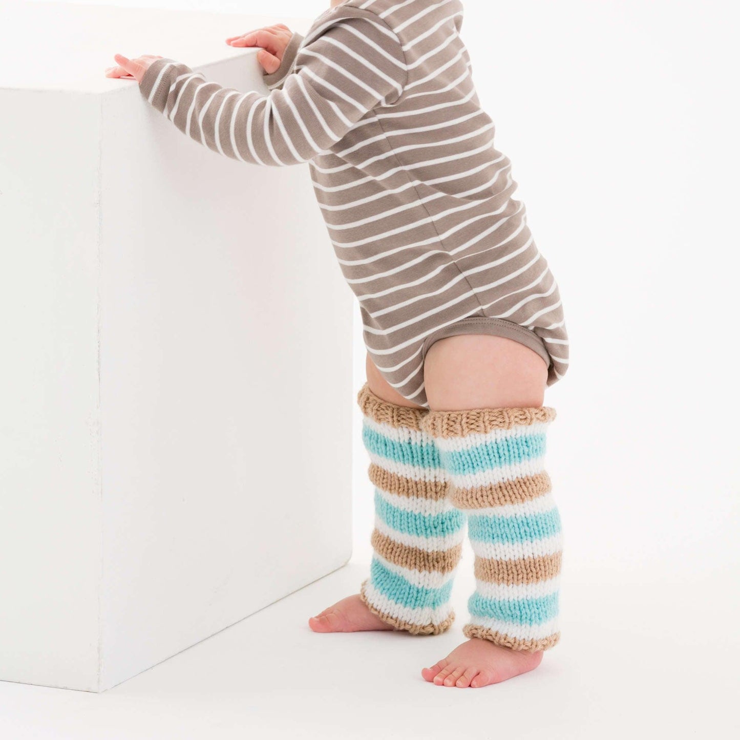 Red Heart Knit Simple Striped Baby Legwarmers