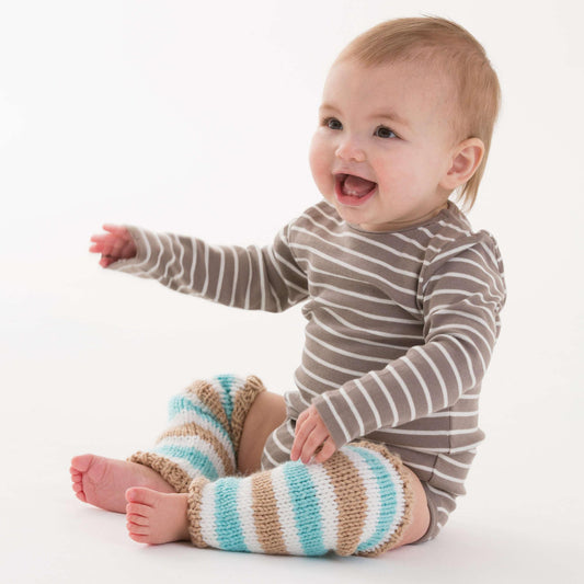 Red Heart Knit Simple Striped Baby Legwarmers