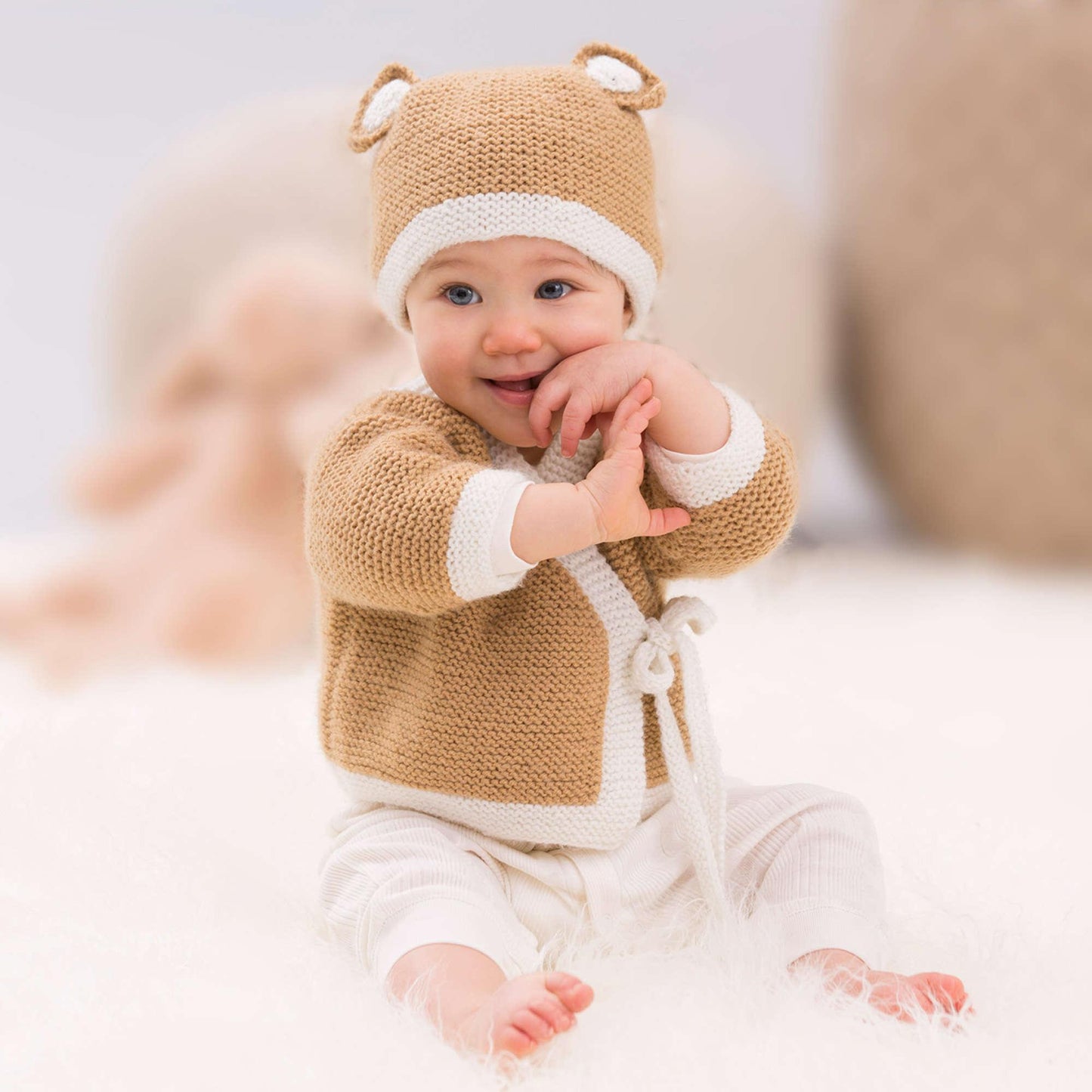 Red Heart Knit Teddy Sweater And Hat