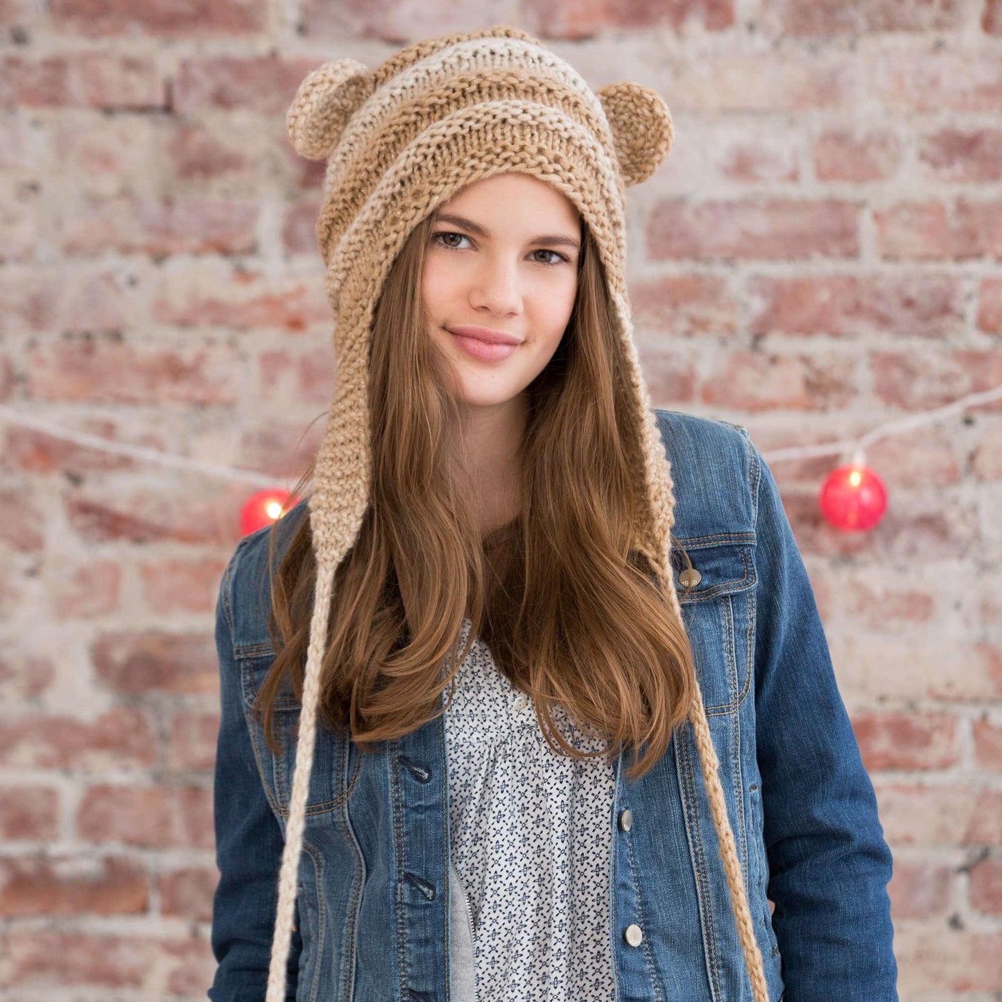 Red Heart Knit Teddy Love Hat