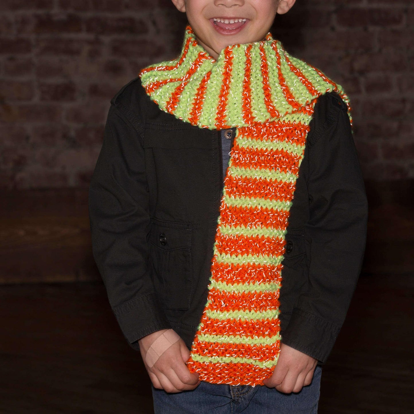 Red Heart Knit So Cool In Stripes Scarf