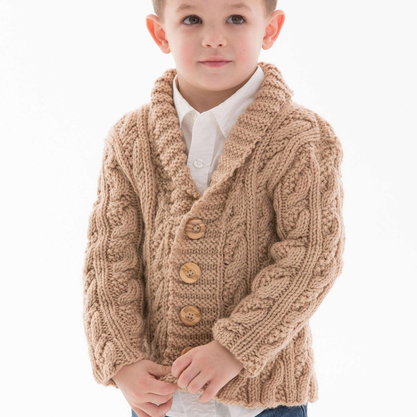 Red Heart Little Man Cable Knit Cardigan