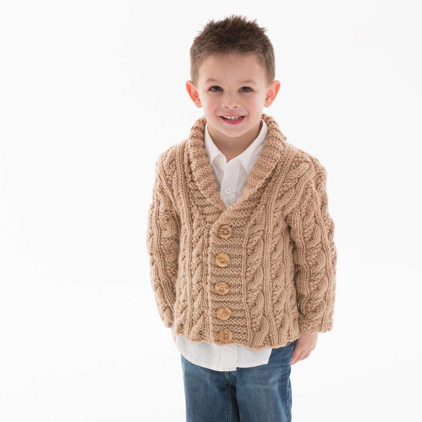 Red Heart Little Man Cable Knit Cardigan