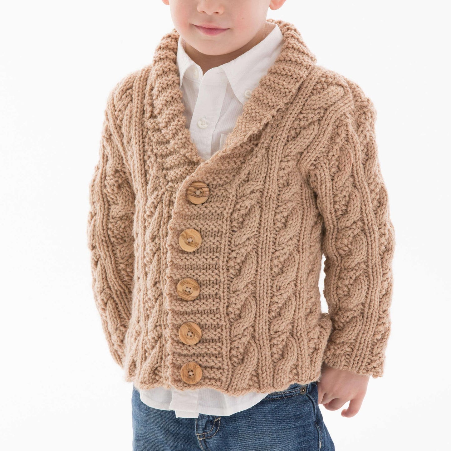 Red Heart Little Man Cable Knit Cardigan