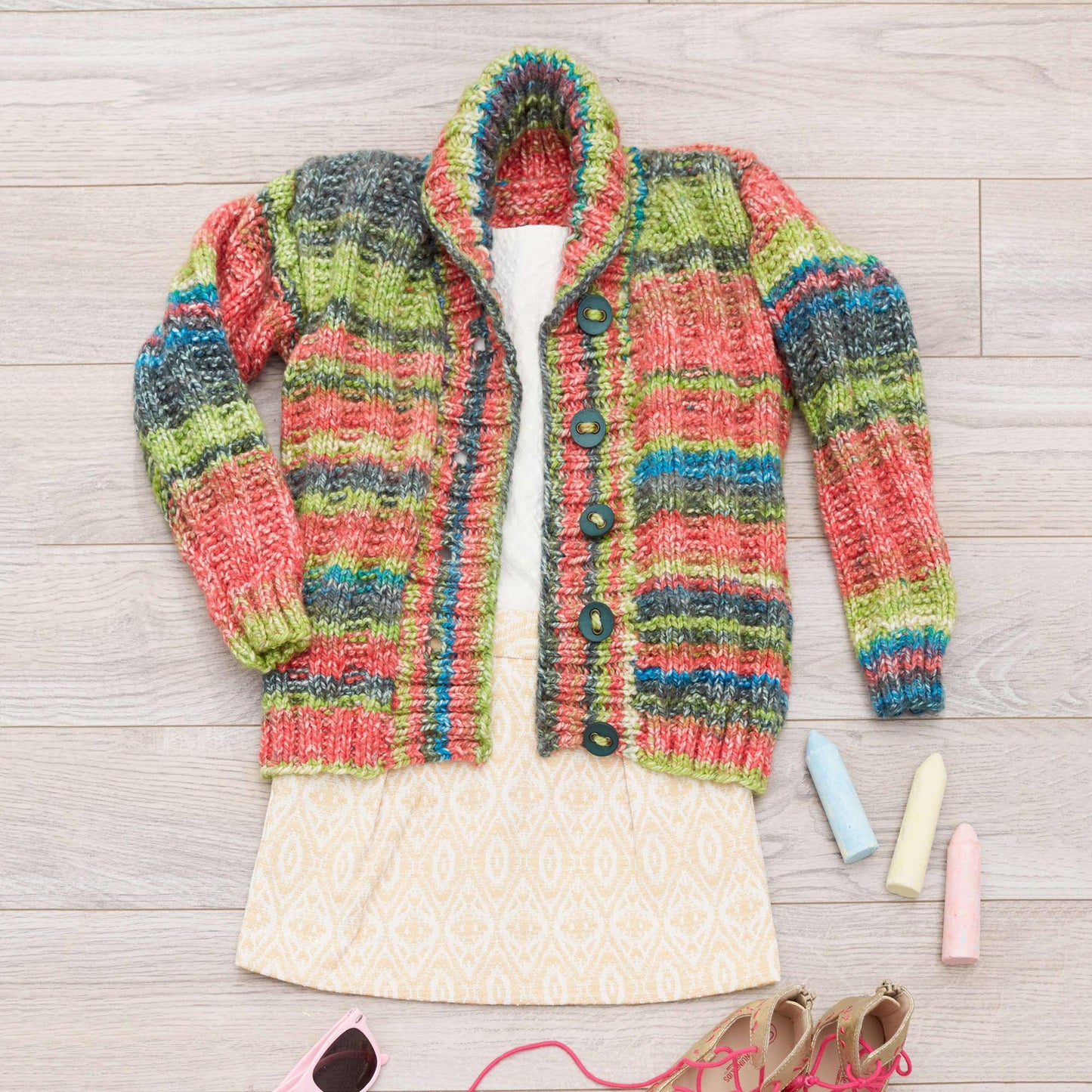 Red Heart Little Scholar Knit Cardigan