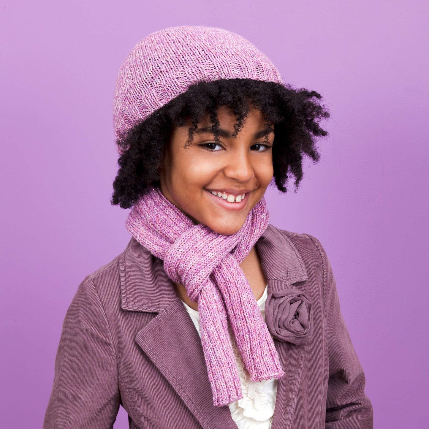 Red Heart Knit Shine On Hat And Scarf