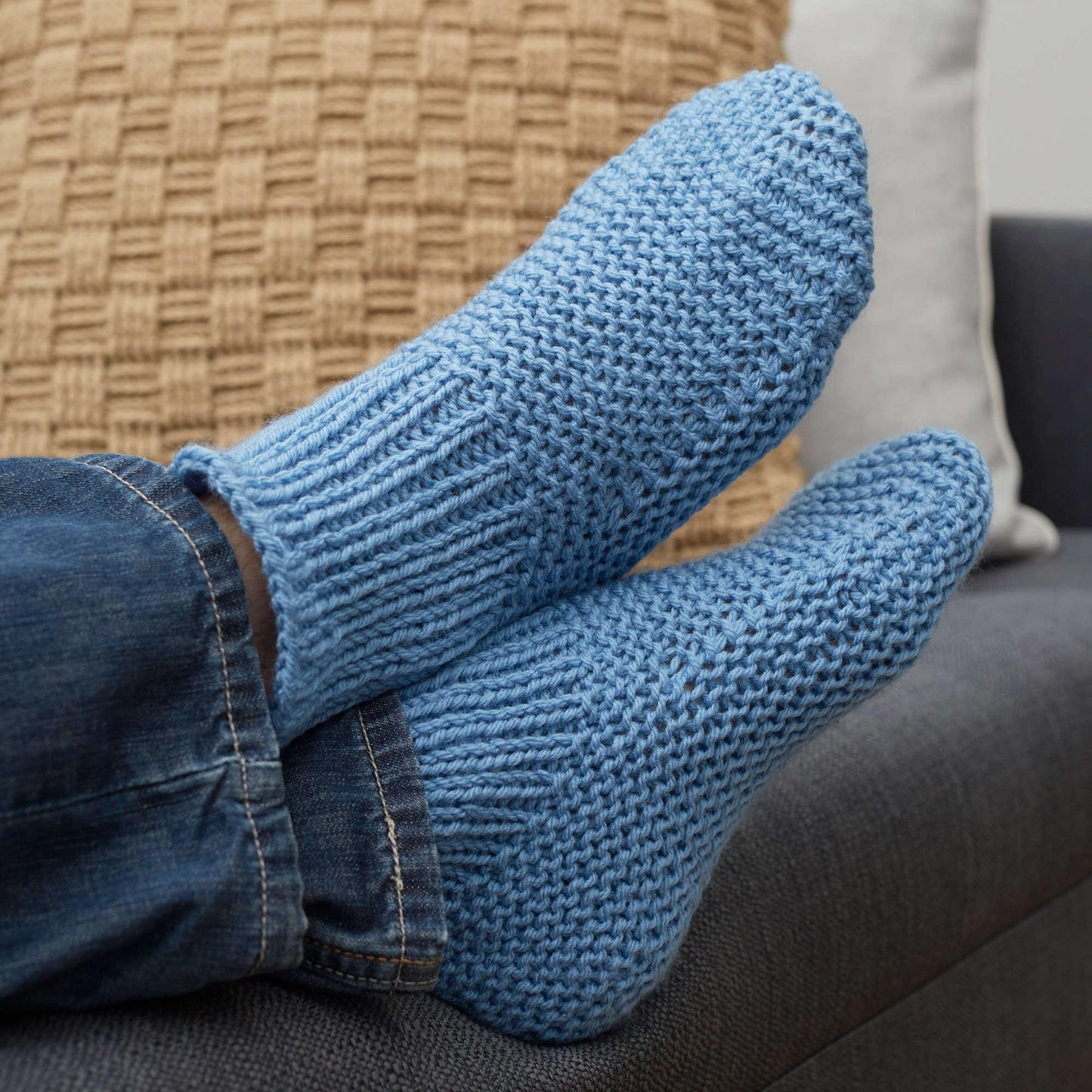 Red Heart Knit Time-Off Slipper Socks