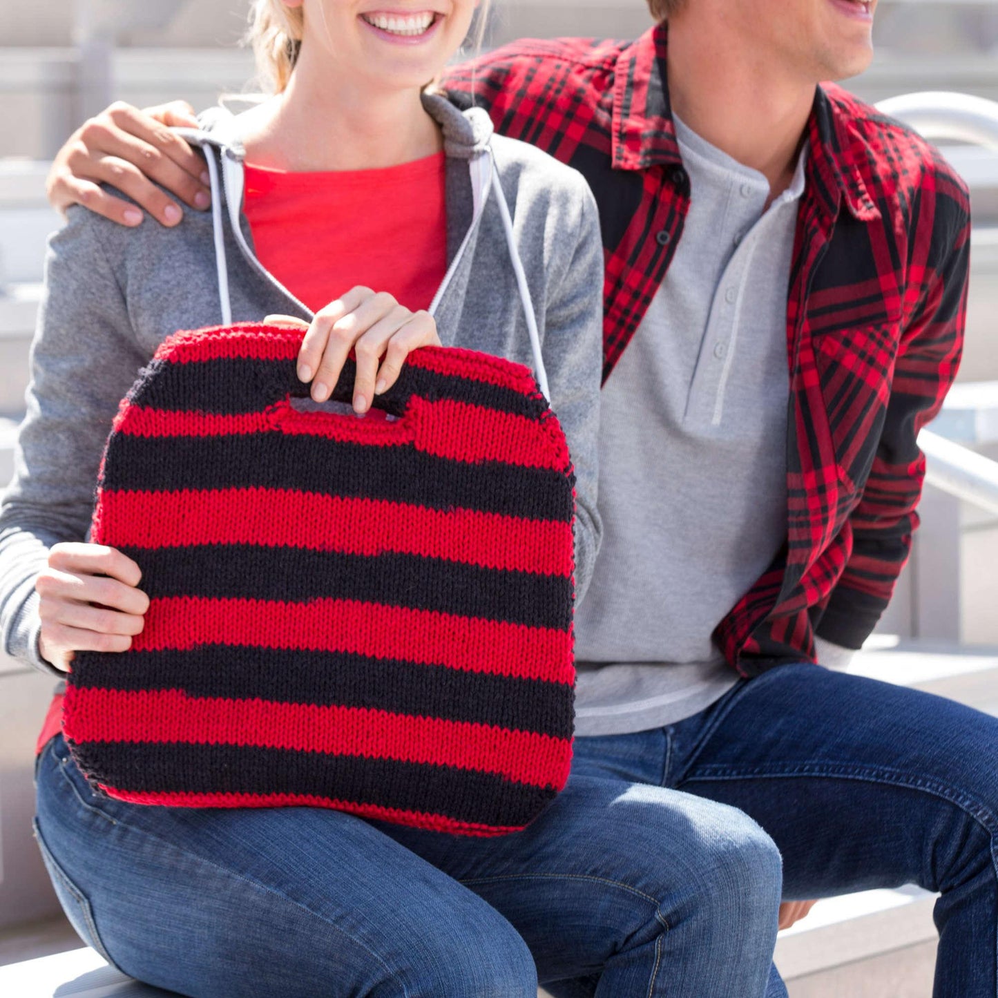 Red Heart Knit Stadium Seat Cover