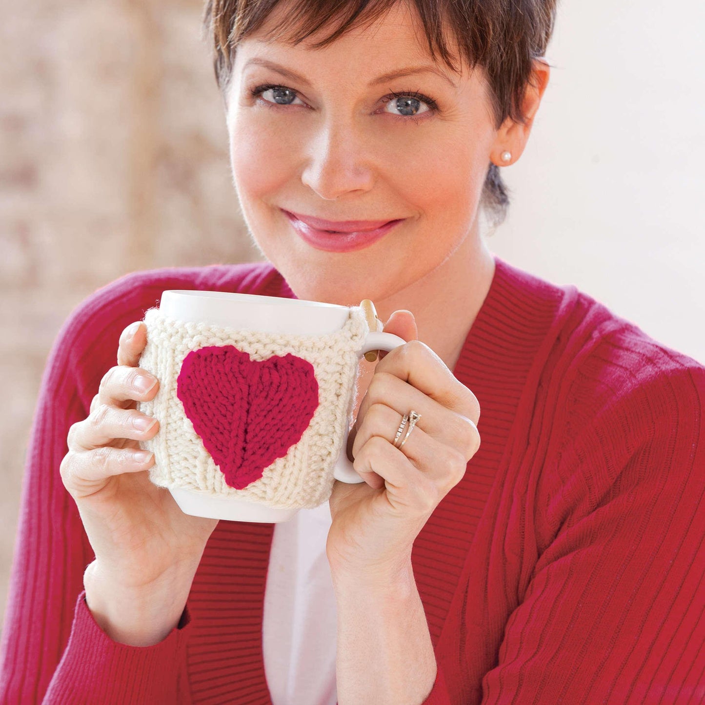 Red Heart Knit Valentine Mug Hug