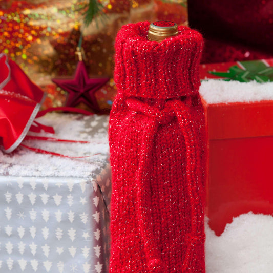 Red Heart Knit Turtleneck Bottle Cozy