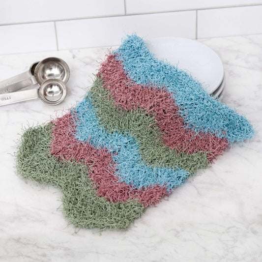 Red Heart Zigzag Stripes Knit Dishcloth