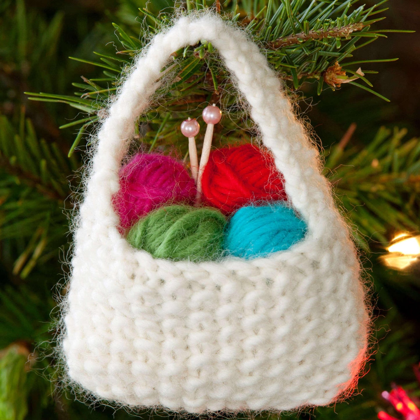 Red Heart Knit Yarn Basket Ornament