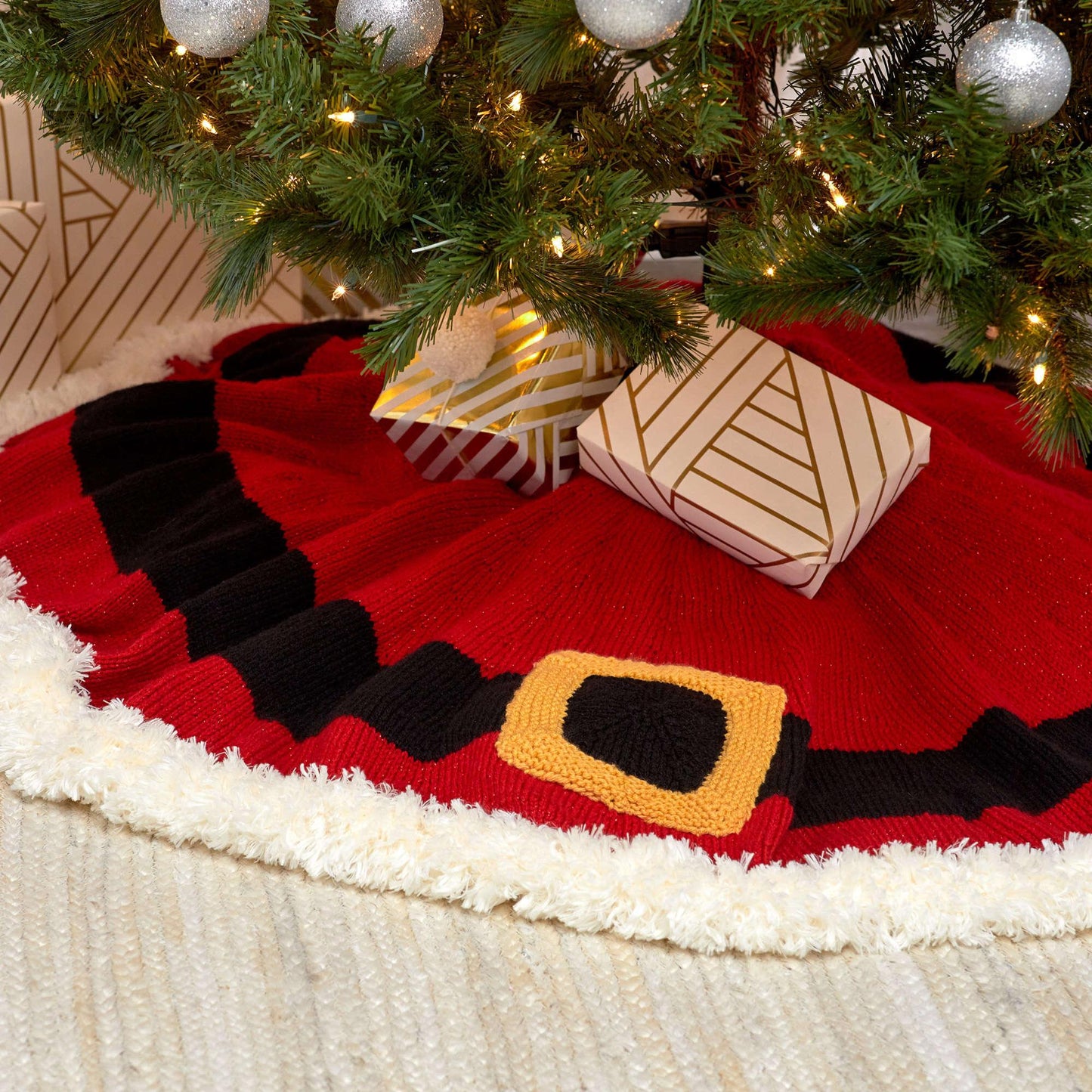 Red Heart Knit Santa's Coat Tree Skirt