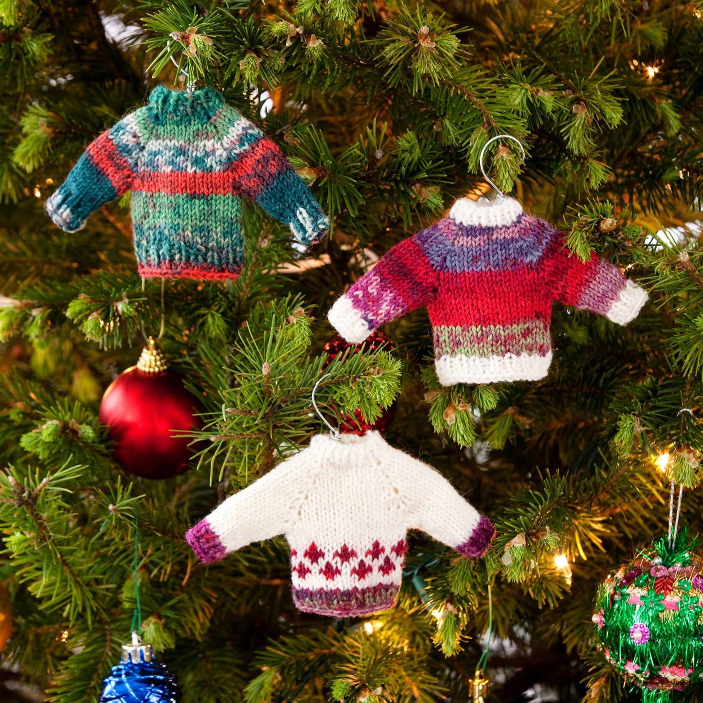 Red Heart Noel Knit Sweater Ornaments