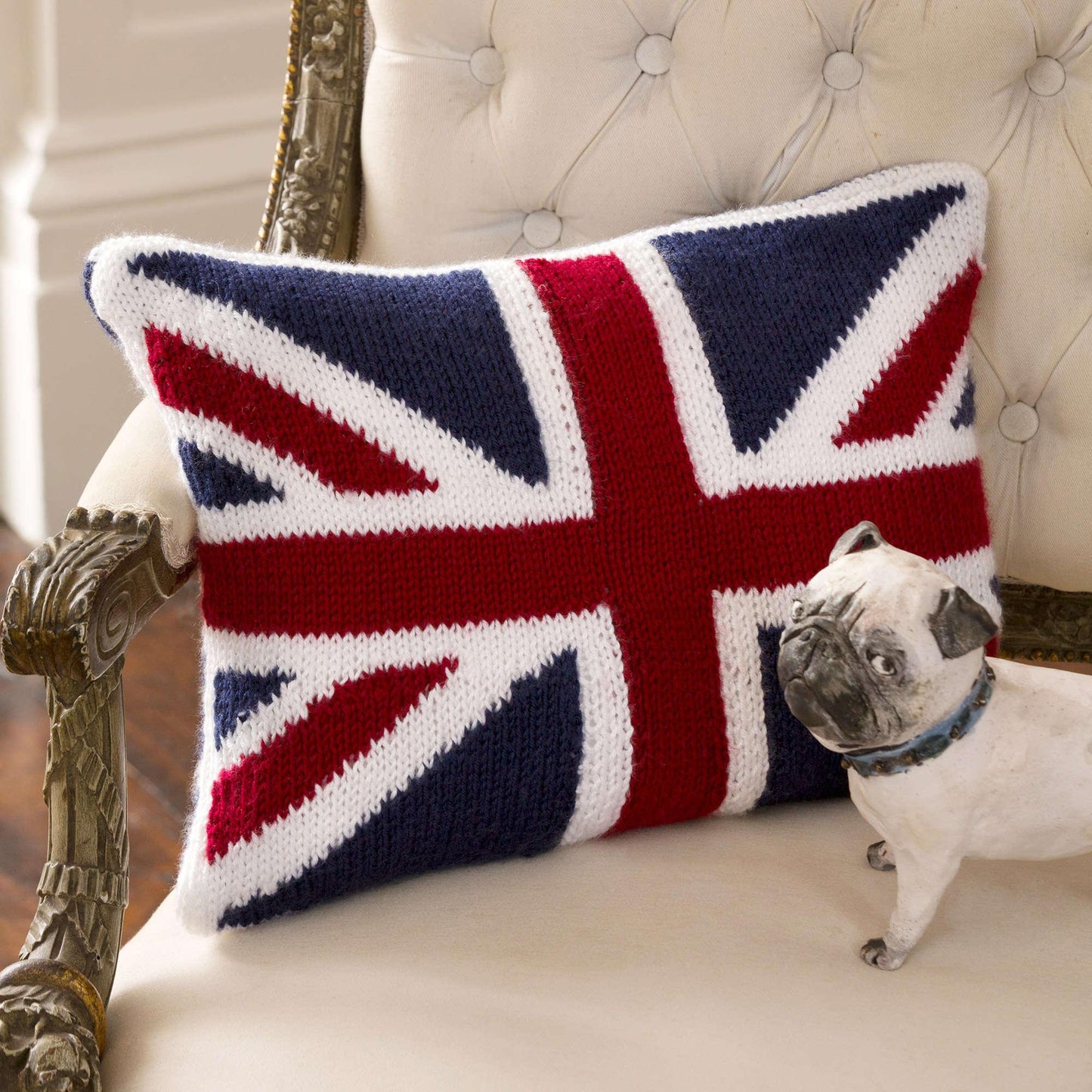 Red Heart Knit Union Jack Pillow