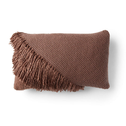 Red Heart Fringed Knit Lumbar Pillow