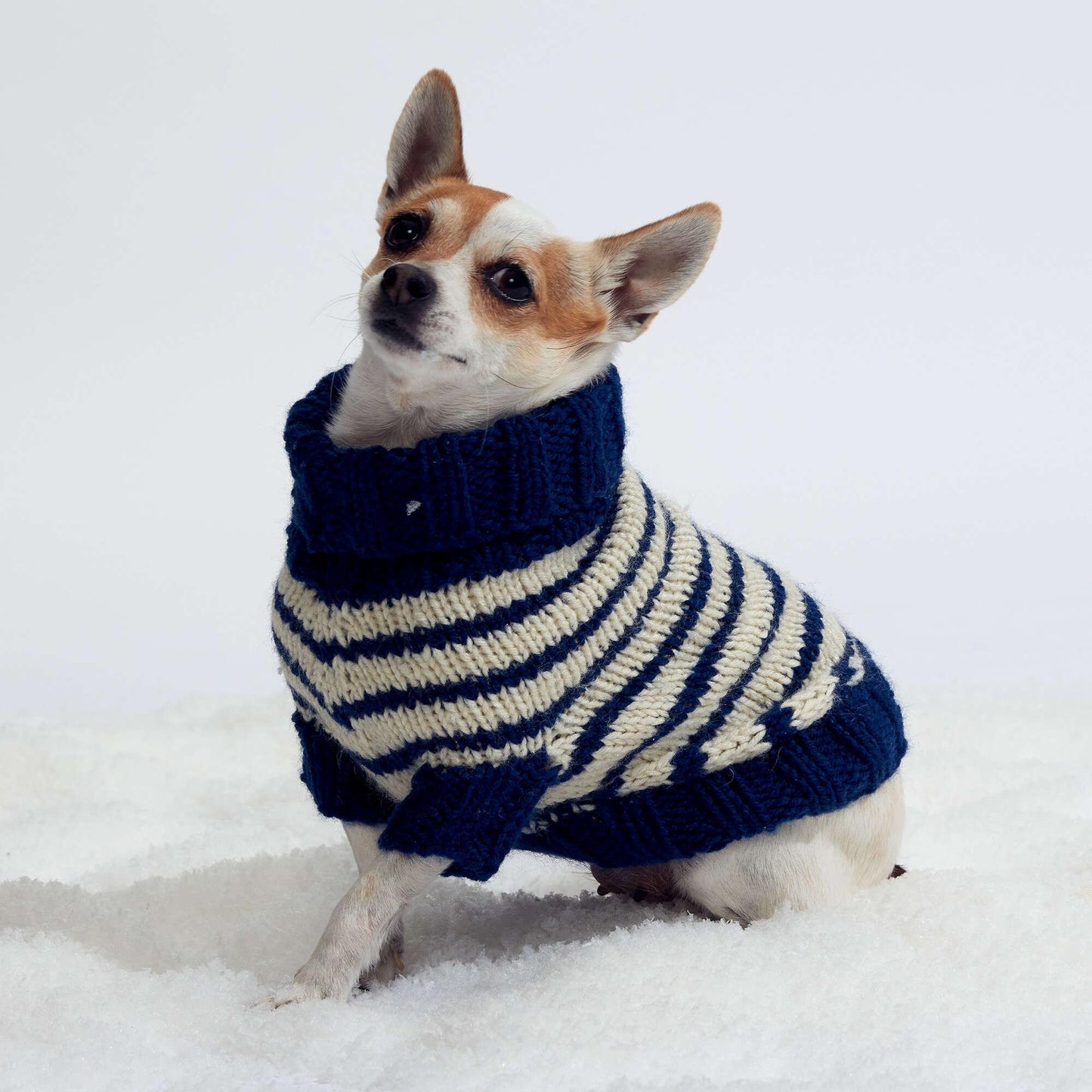 Red Heart Striped Knit Dog Coat