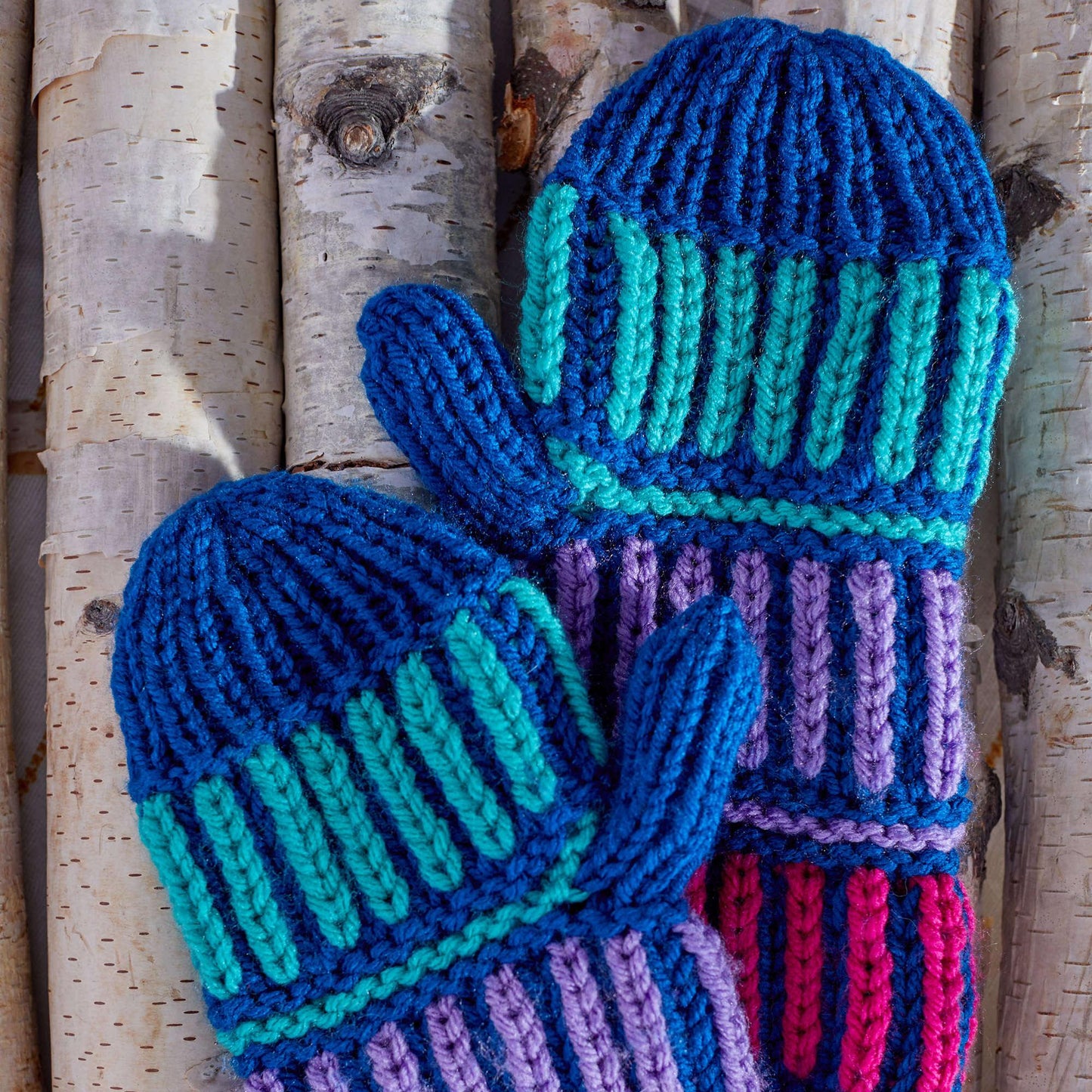 Red Heart Warm Brioche Knit Mittens