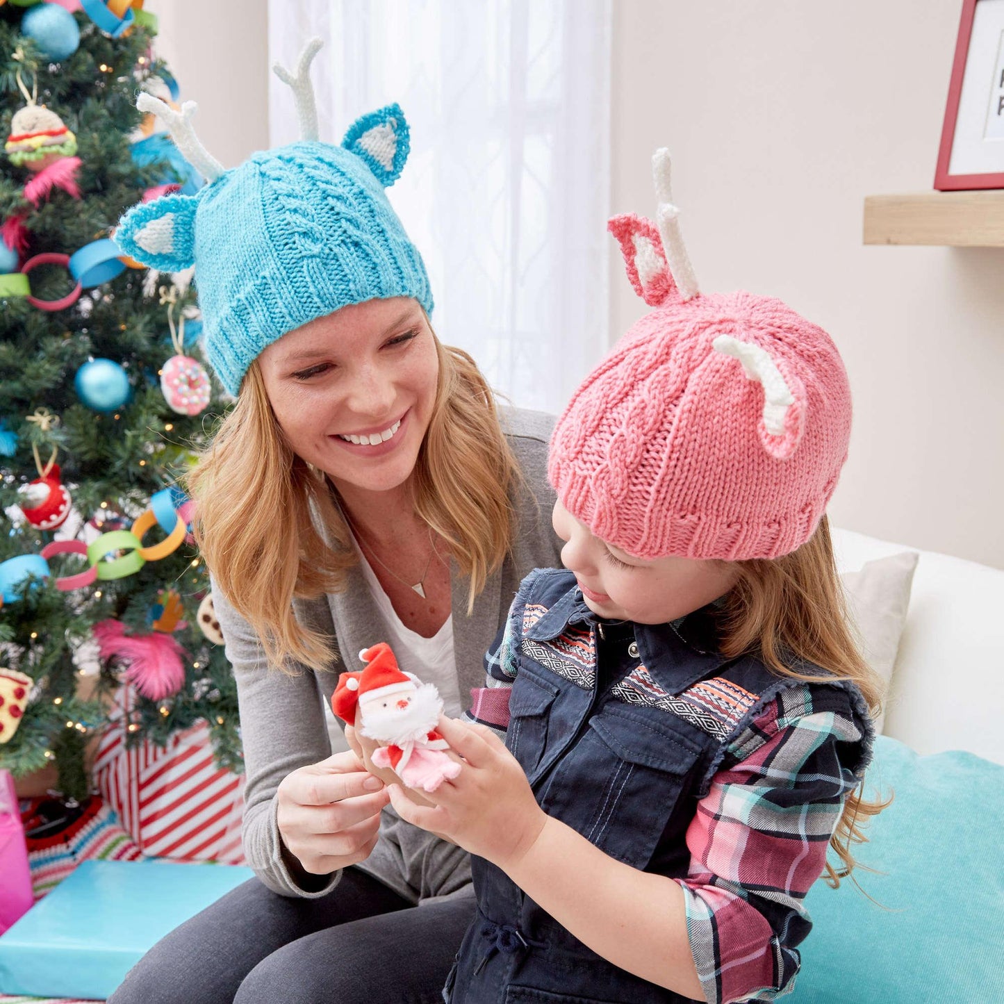 Red Heart Reindeer Knit Hats