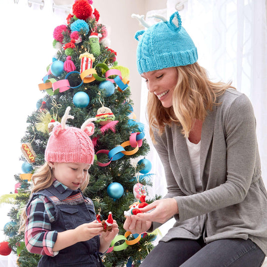 Red Heart Reindeer Knit Hats