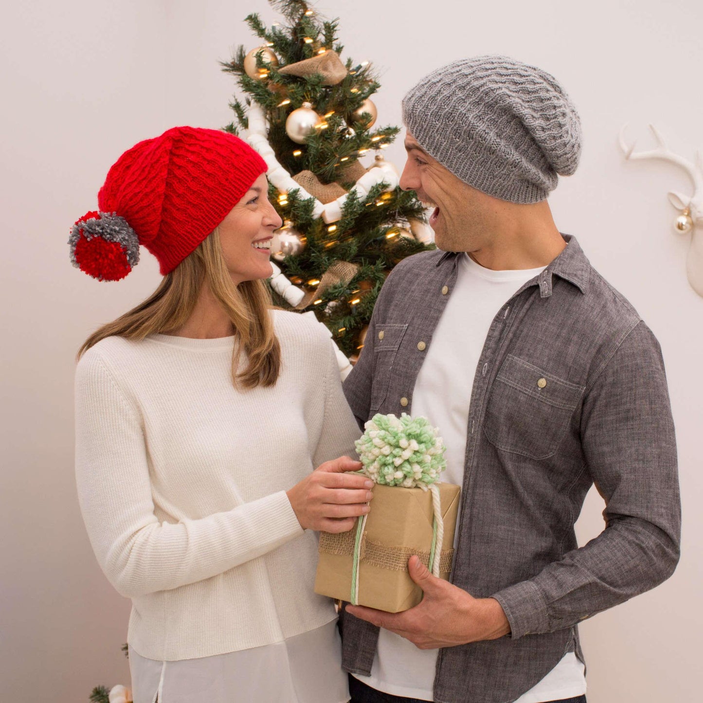 Red Heart Knit Unisex Slouchy Hats