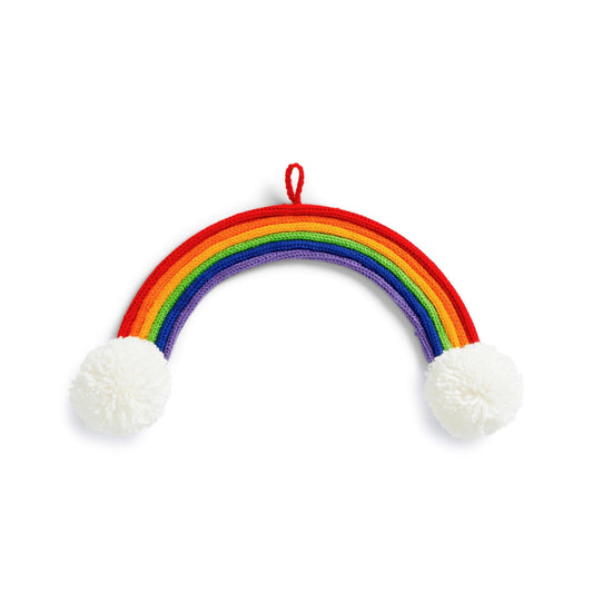 Red Heart Spool Knit Rainbow On the Clouds Wall Hanging