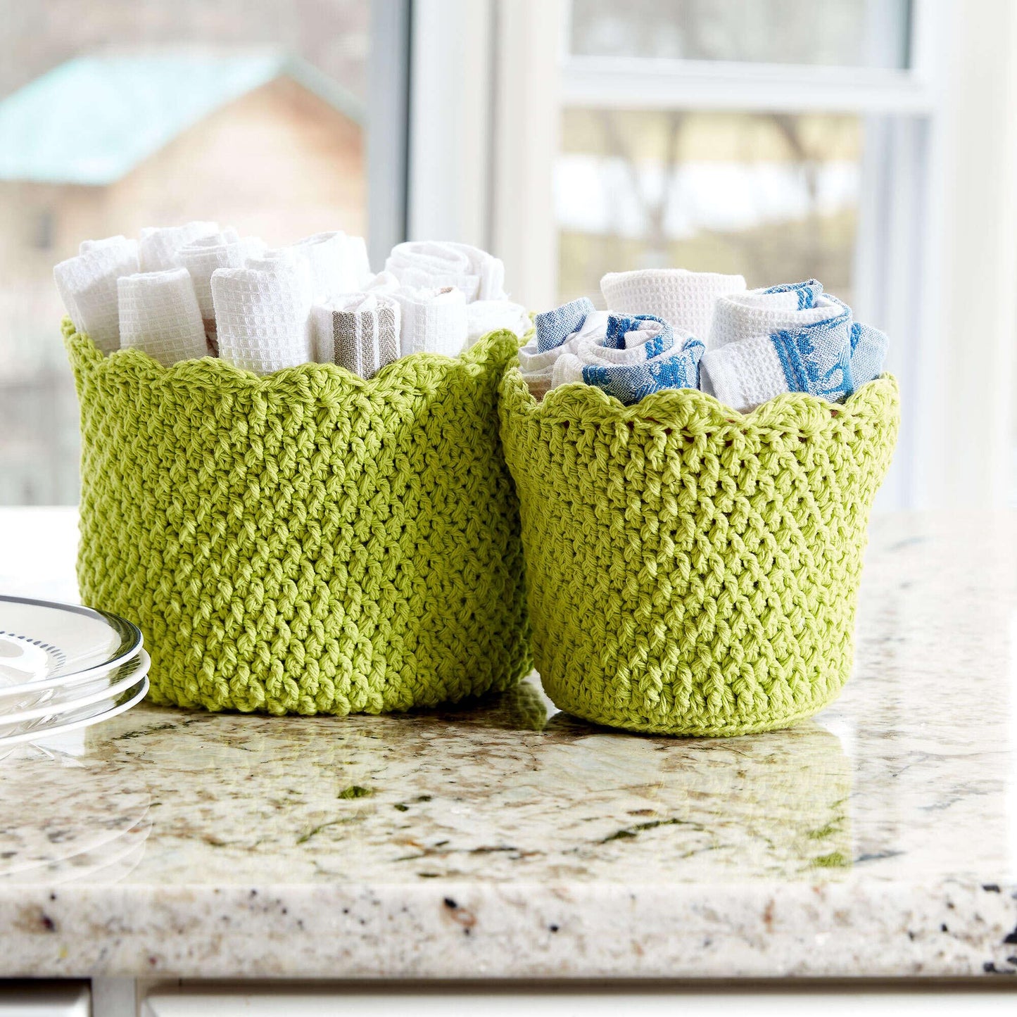 Lily Sugar'n Cream Scallop Edged Crochet Baskets