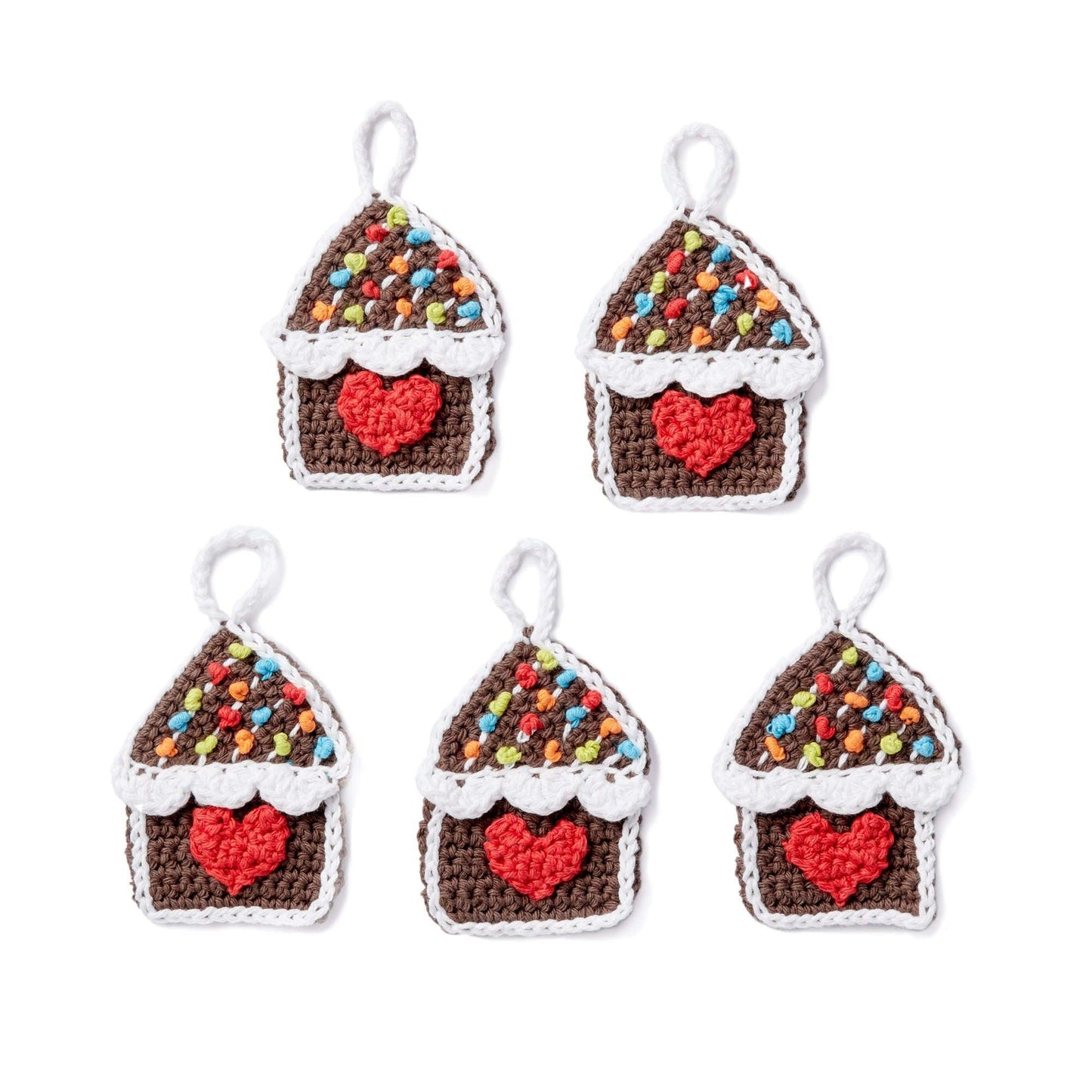 Lily Sugar'n Cream Gingerbread House Crochet Ornaments